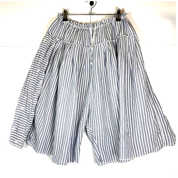 Free People Other - Intimately Free People White Blue Vertical Stripe Culottes Sz Medium Drawstring